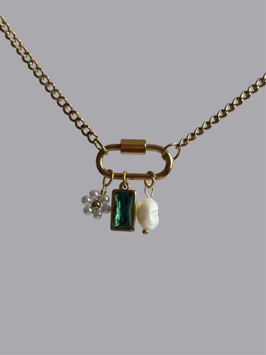 Oval Ring Stone Necklace